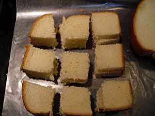 Sliced bread for chocolate bread pudding recipe.