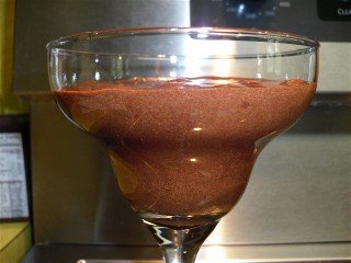 Easy chocolate mousse in a piece of stemware.